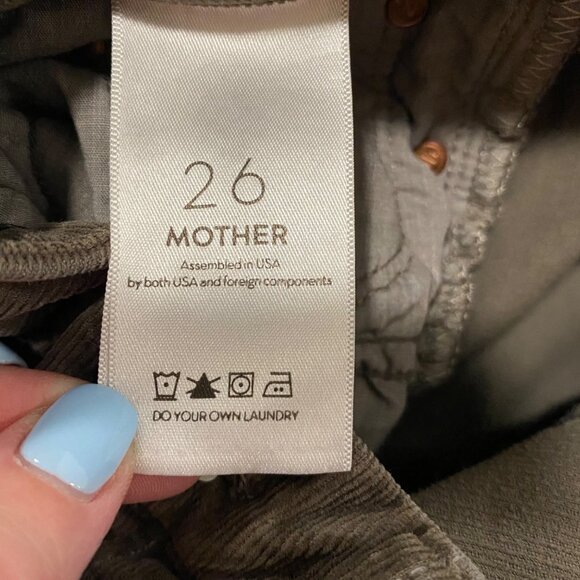 Mother High Waisted Looker Ankle Chew Corduroy Jeans in Taupe Size 26 - Picture 10 of 15